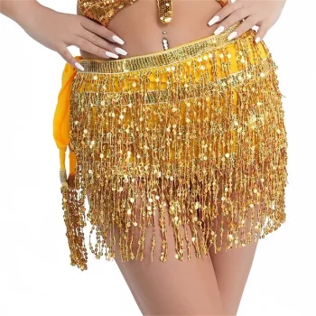Women's Skirt Sparkly Skirt Mini Polyester Black Golden Red Purple Skirts Summer Sequins Tassel Fringe Low Waist Fashion Sexy Performance Cocktail Party One-Size