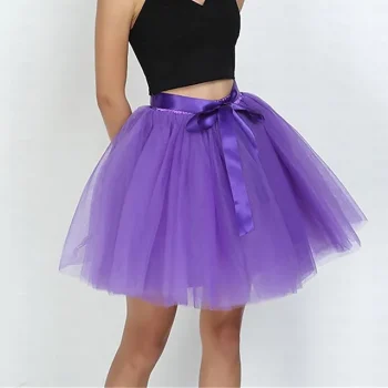 Women's Skirt Tutu Mini Organza Black Yellow Red Dark Green Skirts Summer Layered High Waist Fashion Princess Date Vacation One-Size XL