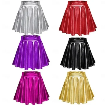 Women's Skirt A Line Mini Polyester Silver Black Golden Red Skirts Summer Shimmery Fashion Sparkle Carnival Vacation S M L