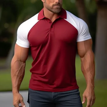 Men's Polo Shirt Sport Polo Casual Sports Lapel Short Sleeve Fashion Basic Color Block Patchwork Summer Regular Fit Red Polo Shirt