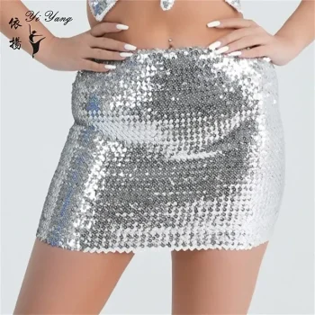 Women's Skirt Bodycon Sparkly Skirt Mini Polyester Black Silver Golden Red Skirts Summer Sequins Fashion Sexy Performance Party One-Size