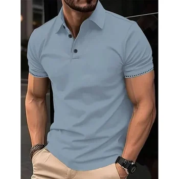 Men's Polo Shirt Button Up Polos Casual Sports Lapel Short Sleeve Fashion Basic Polka Dot Button Summer Regular Fit Black Army Green Red Burgundy Navy Blue Blue Polo Shirt