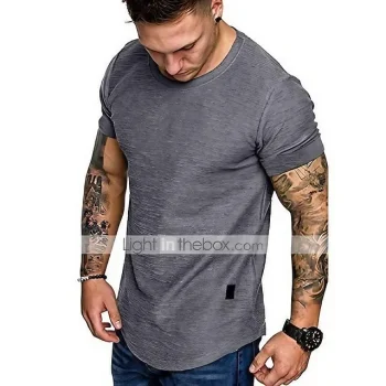 Men's T shirt Tee Plain Crew Neck Casual Short Sleeve Clothing Apparel Simple Sportswear Casual Muscle