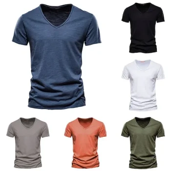 Men's T shirt Tee Moisture Wicking Shirts Plain V Neck Casual Short Sleeve Clothing Apparel Sports Basic Casual Comfortable