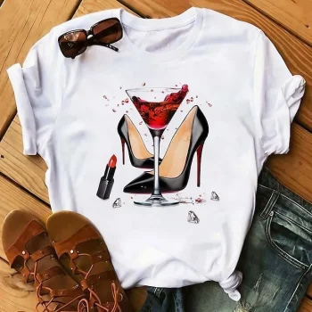 Women's T shirt Tee Blouse 100% Cotton Heart Letter Geometry Daily Going out Weekend Black White Dark Red Print Short Sleeve Streetwear Crewneck Regular Fit Summer Spring