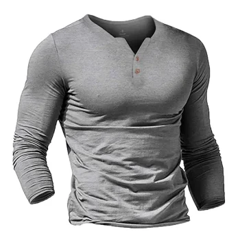 Men's T shirt Tee Long Sleeve Shirt Plain Henley Outdoor Street Long Sleeve Button-Down Clothing Apparel Fashion Casual Breathable Comfortable