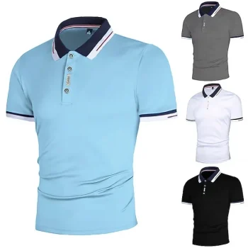 Men's Golf Shirt Polo Outdoor Daily Polo Collar Ribbed Polo Collar Short Sleeve Casual Solid Color Button Front Summer Spring & Fall Regular Fit Black White Red Navy Blue Blue Orange Golf Shirt