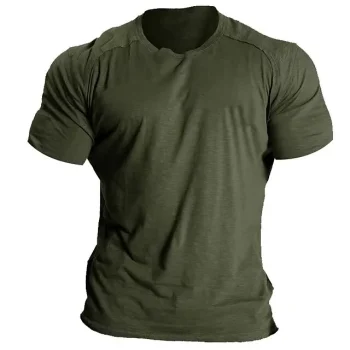 Men's T shirt Cool Shirt Solid Plain Color Tee Cotton Blend A T-shirt without a pattern Crew Neck Black Light Gray Army Green Blue Outdoor Casual Short Sleeve Print Clothing Apparel Basic Vintage