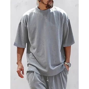Men's T shirt Tee Oversized Shirt Tee Top Plain Crew Neck Street Vacation Short Sleeves Clothing Apparel Fashion Designer Basic