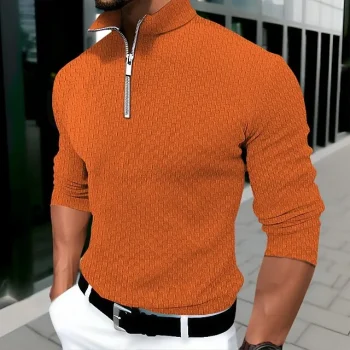 Men's T shirt Tee Zip Half Shirt Tee Top Long Sleeve Shirt Plain Quarter Zip Street Vacation Long Sleeve Clothing Apparel Fashion Designer Basic