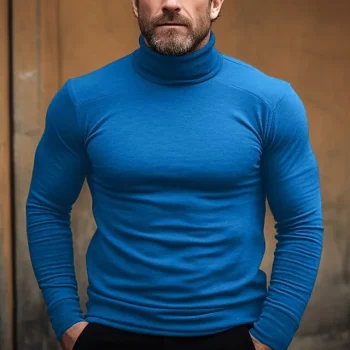 Men's T shirt Tee Tee Top Long Sleeve Shirt Plain Turtleneck Street Vacation Long Sleeve Clothing Apparel Fashion Designer Basic