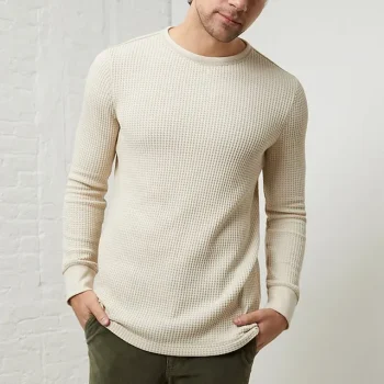 Men's T shirt Tee Waffle Shirt Tee Top Long Sleeve Shirt Plain Crew Neck Street Vacation Long Sleeve Clothing Apparel Fashion Designer Basic
