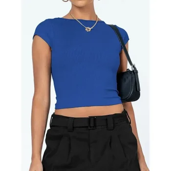 T shirt Tee Women's Black White Wine Solid Color Open Back Party Street Active Skims Round Neck Skinny S